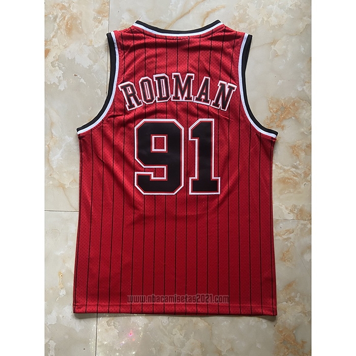 Camiseta Chicago Bulls Dennis Rodman #91 Mitchell & Ness 1996-97 Rojo